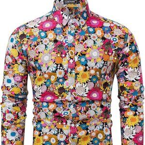 Vibrant Floral Button-Down Shirt for Men